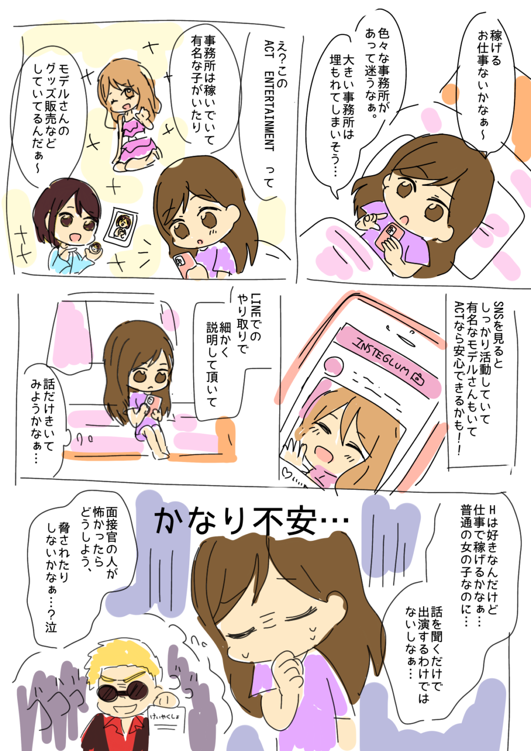 漫画で見る所属からデビューまでの流れ 1ページ目