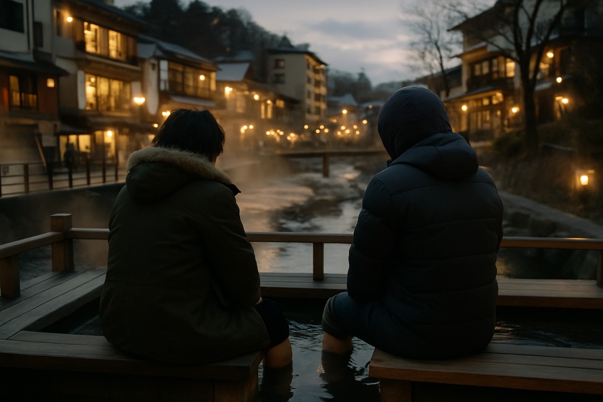温泉街の足湯