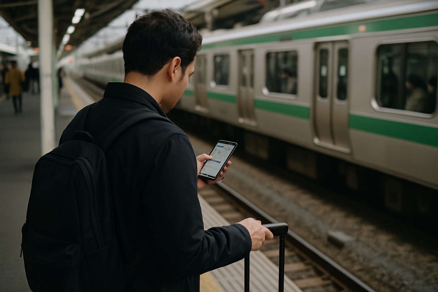 移動前の駅ホーム